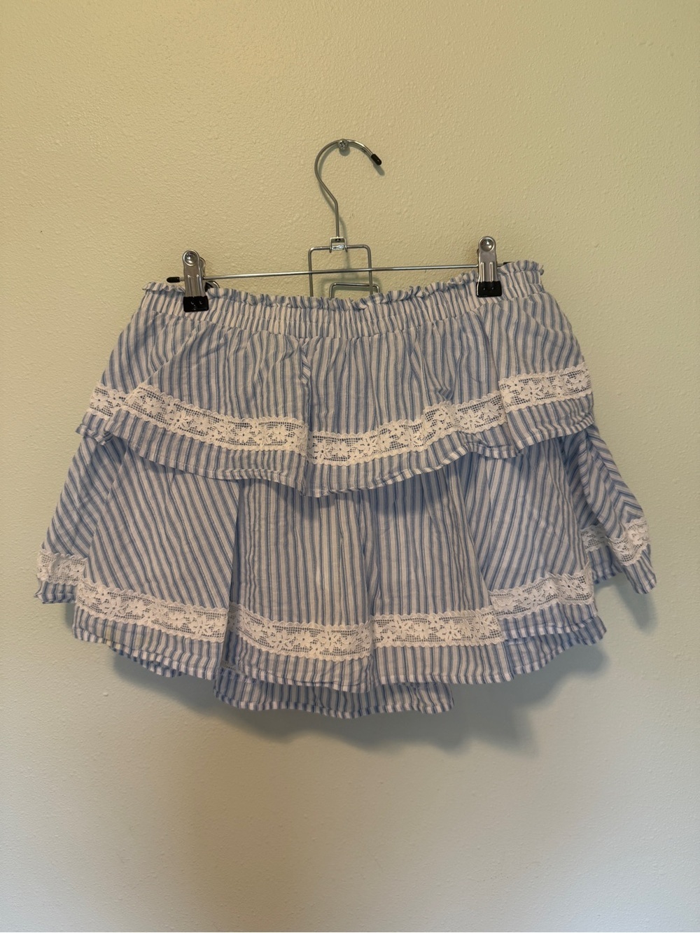 wild fable Blue and White Striped Lace-Trim Skater Skort